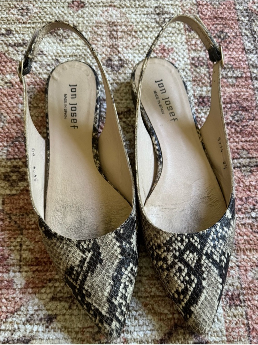 Jon Josef Snake Print Slingback Flats
